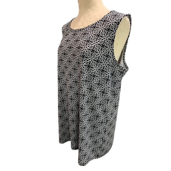 1X Talbots Woman Black White Print Tank Sleeveless Shirt - Picture 2 of 9